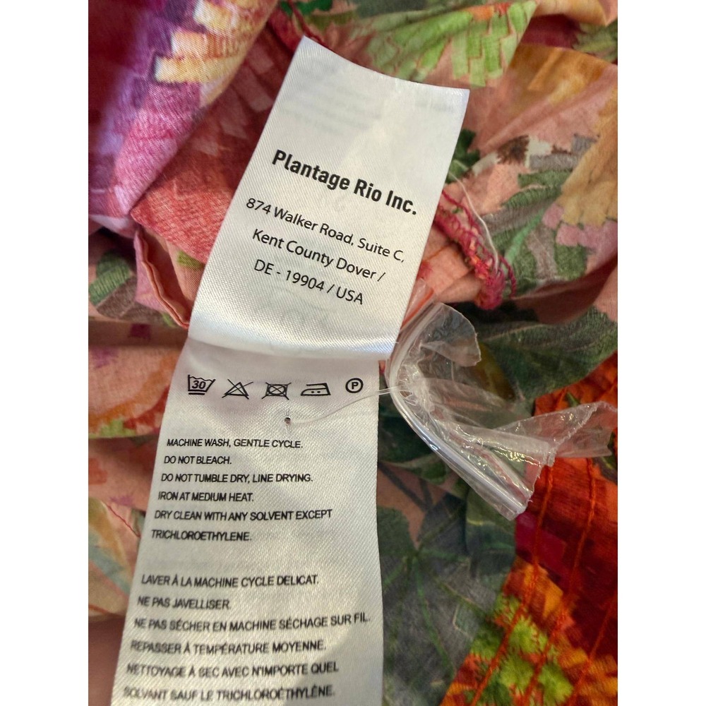 FARM Rio XS Colorblock Mixed Tropical Print Mini Shirt Dress Pink Orange Birds - Picture 7 of 7